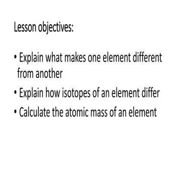 Elements, isotops and calculating the relative atomic mass ppt