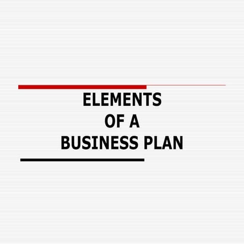 Elements of a Business Plan