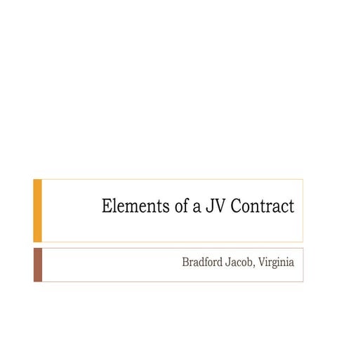 Elements of a JV Contract