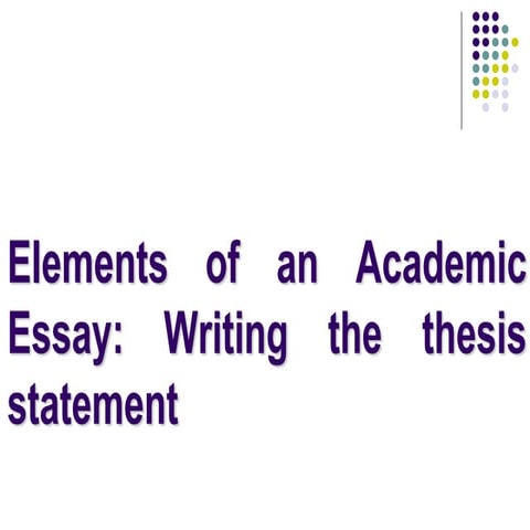  Elements of an essay