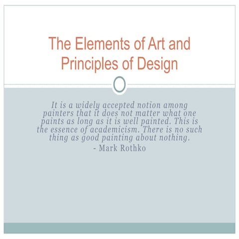 Elements of Art and Principles of Design