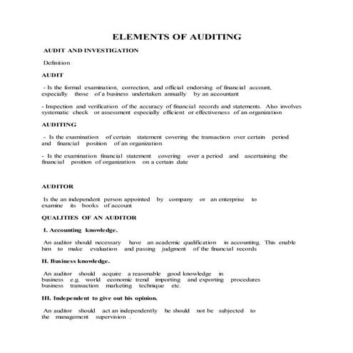Elements of auditing