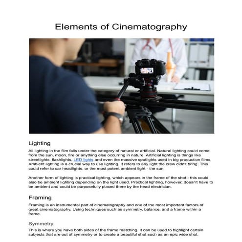 Elements of Cinematography