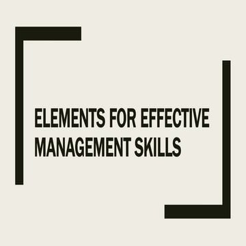 Elements of effective management skills