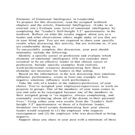 Elements of emotional intelligence in leadership to prepare for 