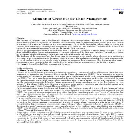 Elements of green supply chain management | PDF
