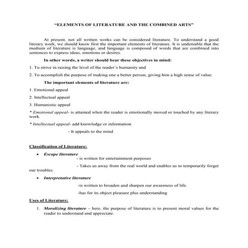 Elements of literature and the combined arts | PDF