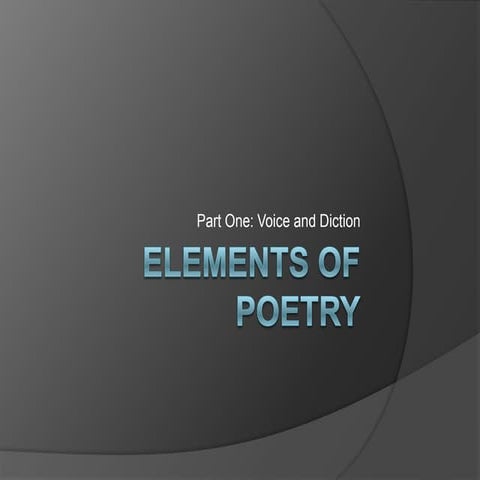 Elements Of Poetry   Part 1