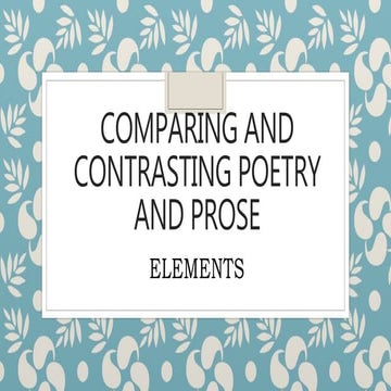 Elements of poetry and prose