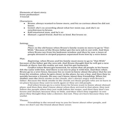 Elements of short story irene