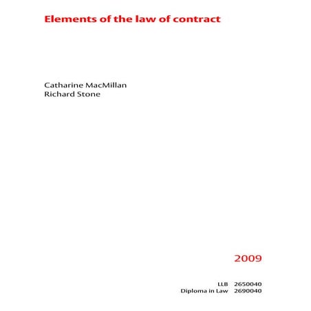 Elements of the l aw of contract part 1 chapters 1 to 4 | PDF