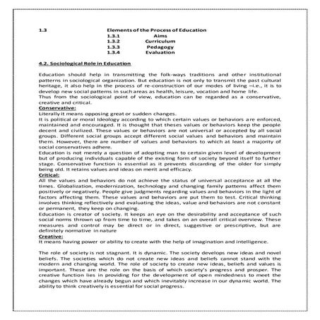 Elements of the process of education