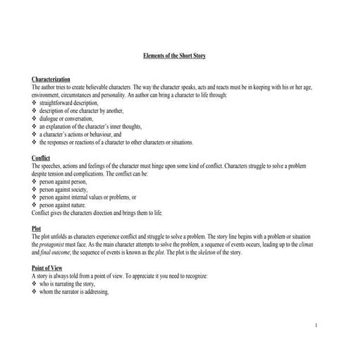 Elements of the short story