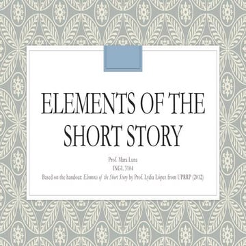 Elements of the short story