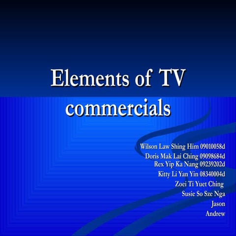 Elements Of Tv Commercials