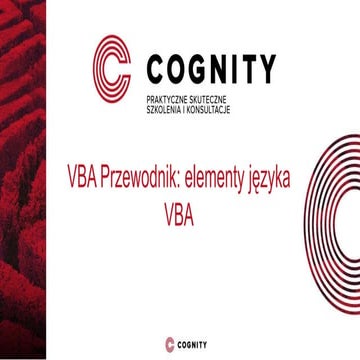 Kurs Excel - Elementy języka vba | PPT