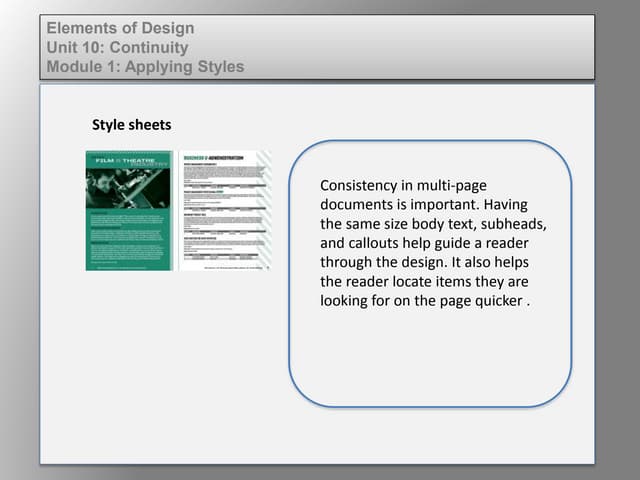 Elem of design unit 10 module 1 applying styles