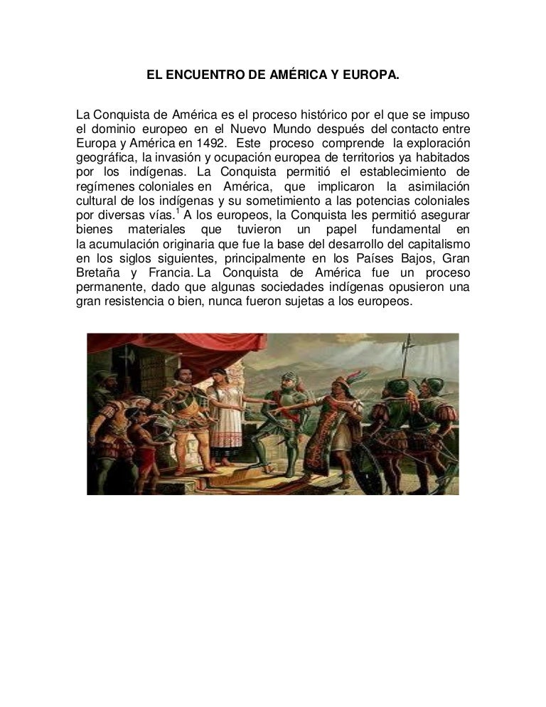 El encuentro de américa y europa
