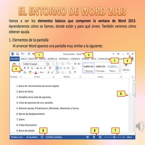 El entorno gráfico  microsoft word 2013