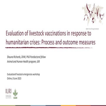 Evaluation of livestock vaccinations in response to humanitarian crises: Proc...