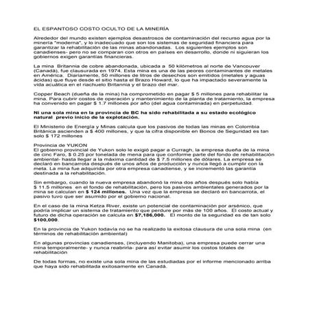 El espantoso costo oculto de la mineria