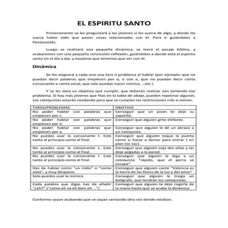 DINÁMICA - El Espíritu Santo