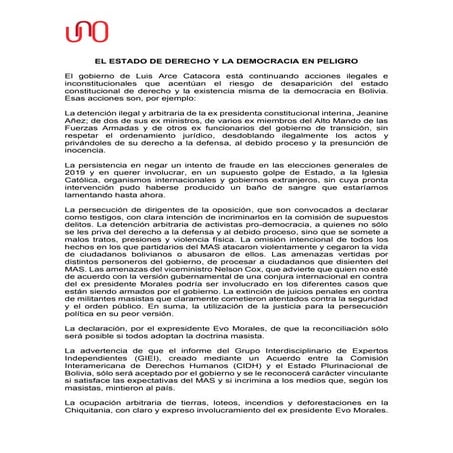 El estado de derecho y la democracia en peligro | PDF