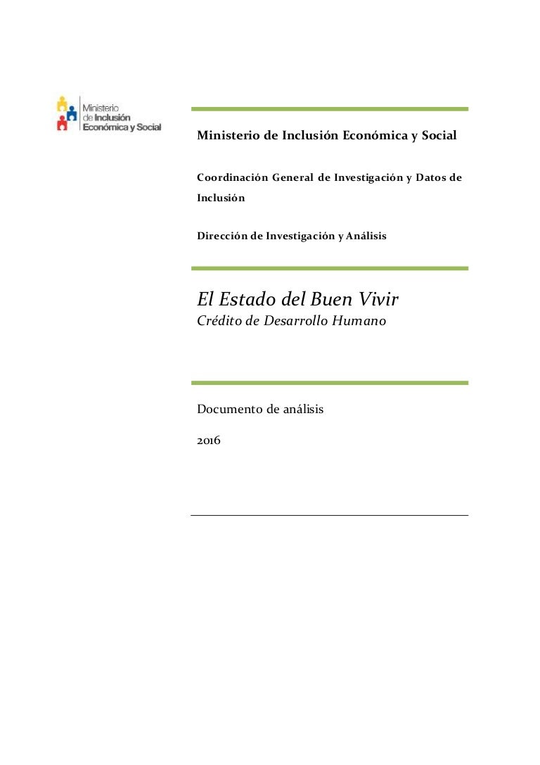 Credito De Desarrollo Humano Cdh El Estado Del Buen Vivir Ministe