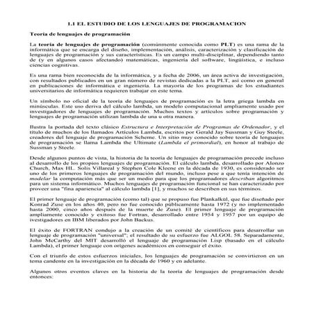 El estudio de los lenguajes de programacion