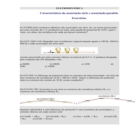 Eletrodinâmica exercícios