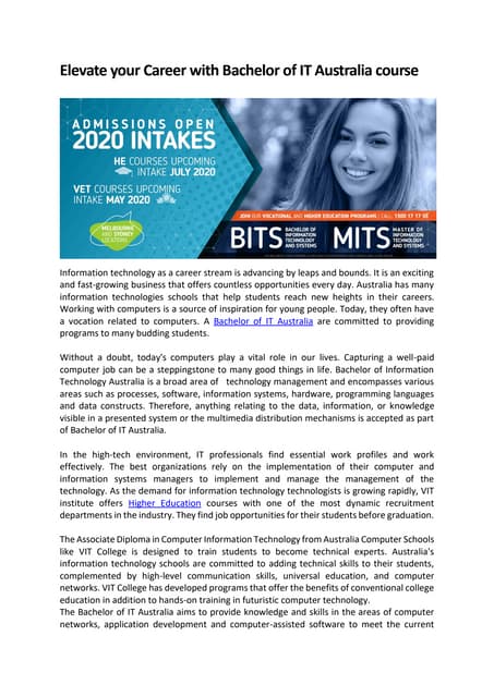 Bachelor of IT Australia
