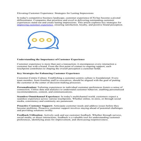 Improving customer experience