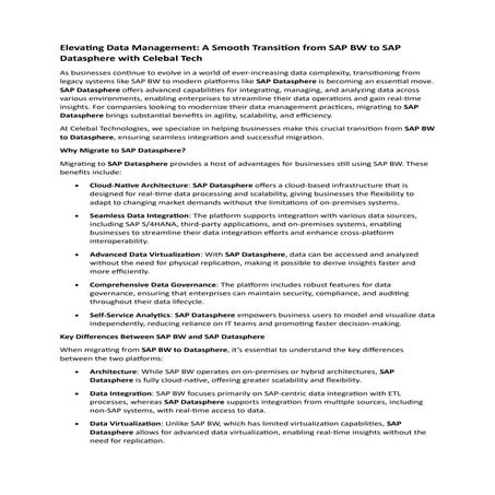 Elevating Data Management- A Smooth Transition from SAP BW to SAP Datasphere with Celebal Tech.pdf