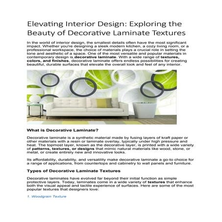 Elevating Interior Design: Exploring the Beauty of Decorative Laminate Textures