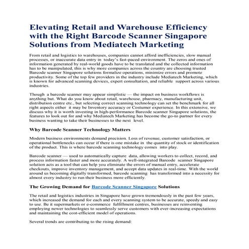 Boosting Retail and Warehouse Efficiency — Mediatech Marketing Barcode ...