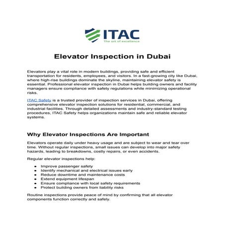 Elevator Inspection Ensuring Safety and Reliability in Vertical ...