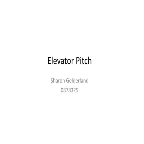 Elevator Pitch