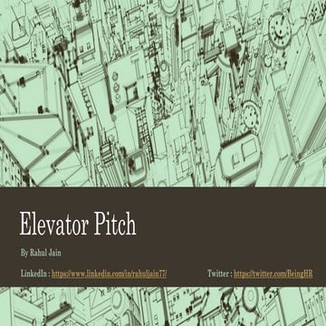 Elevator Pitch or Speech Presentation