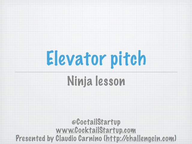 Elevator pitch ninja_lesson