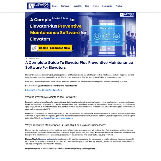 A Complete Guide to ElevatorPlus Preventive Maintenance Software for ...