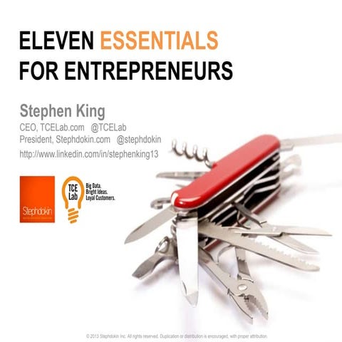 Eleven Essentials For Entrepreneurs