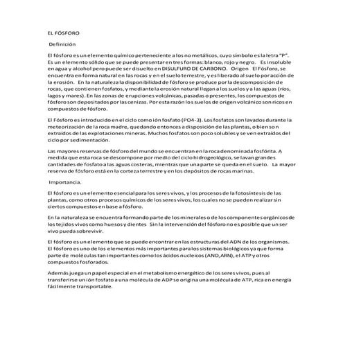 El fósforo y su ciclo