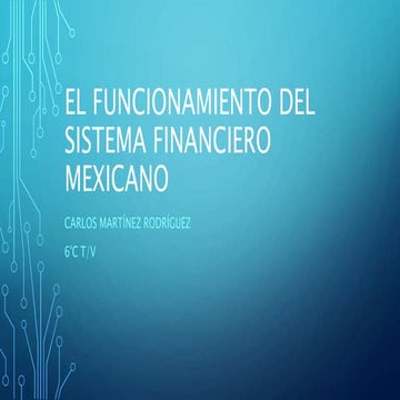 El funcionamiento del sistema financiero mexicano