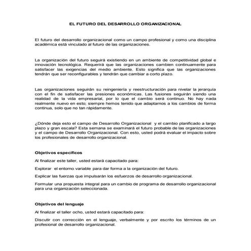 El futuro del desarrollo organizacional | DOCX