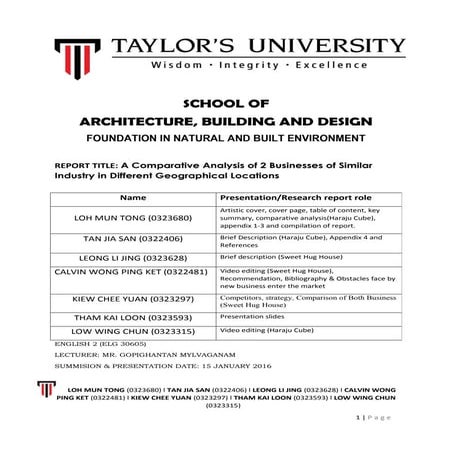Assignment 2 : Business report