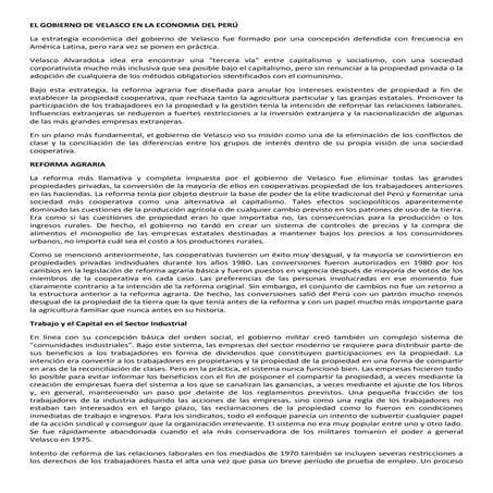 El gobierno de velasco en la economia del perú