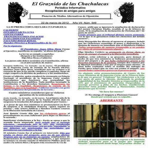 El graznido de las chachalacas 549