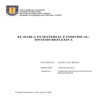 El Habla Es Material E Individual | DOC