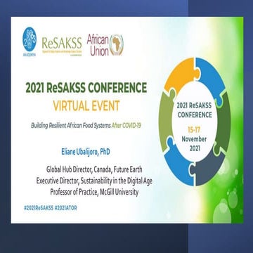 Dr. Eliane Ubalijoro, Sustainability in The Digital Age & Future Earth, #2021...