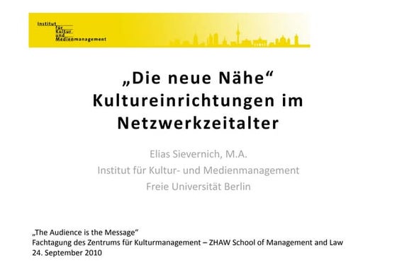 Elias Sievernich: Die neue Nähe